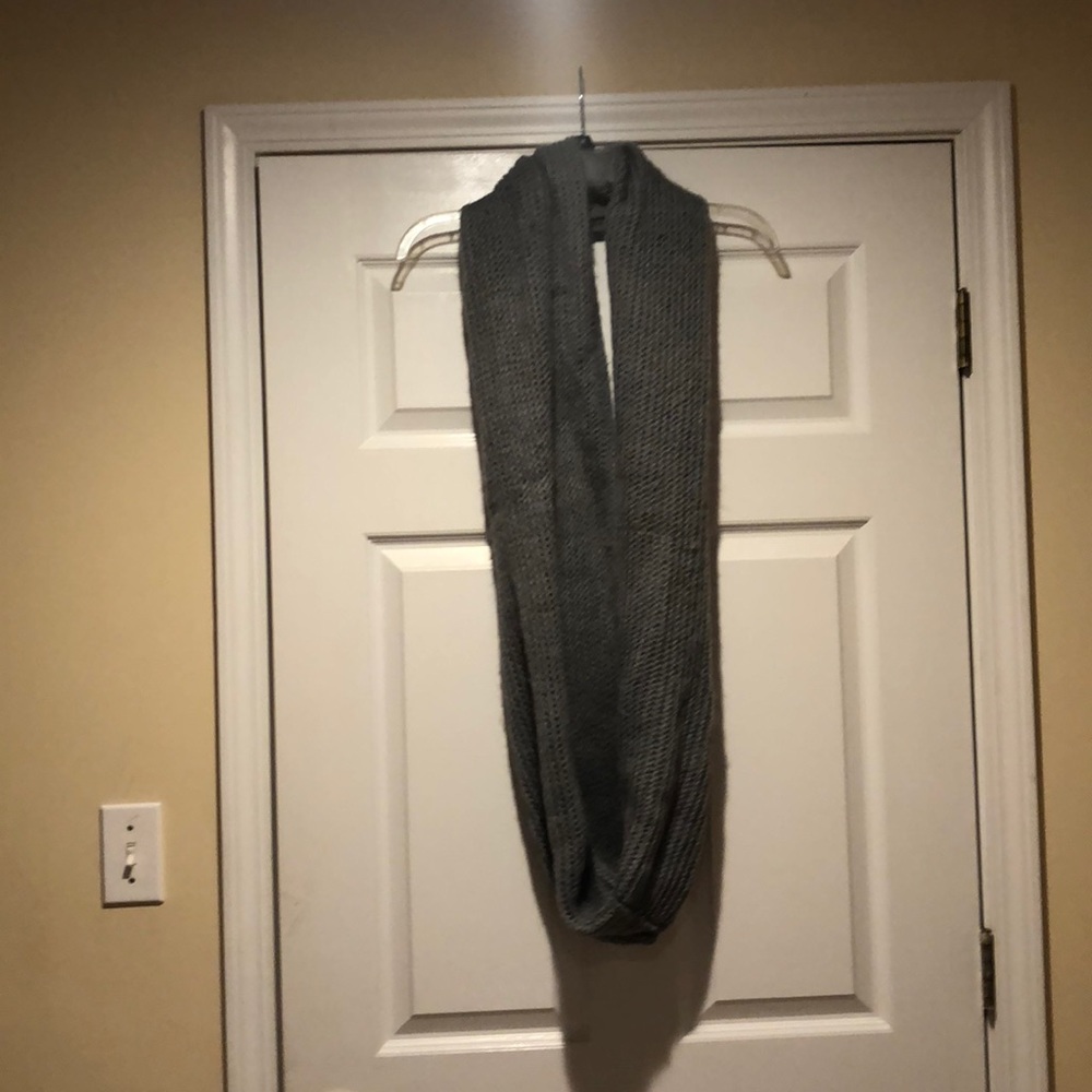 Grey knit infinity scarf